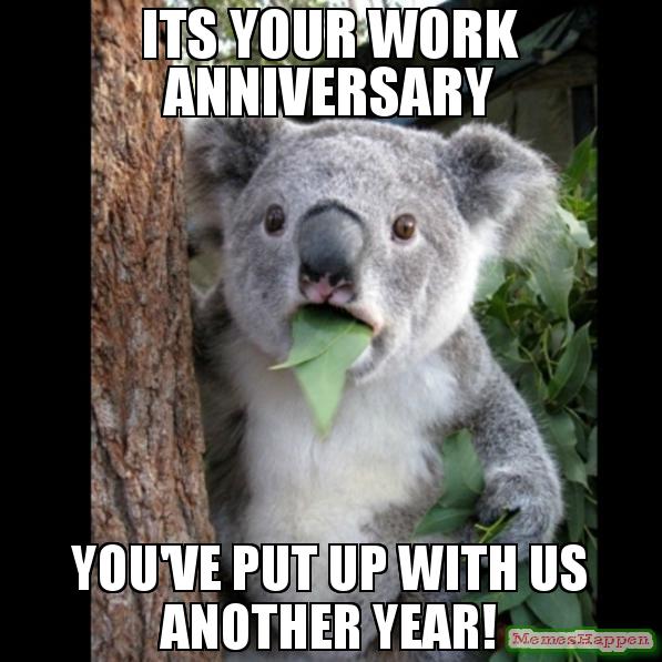 Happy work anniversary meme